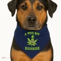 A Wee Bit Highrish Funny 420 Weed Marijuana St Patricks Day USA-Made Doggie Bandana thumb 1