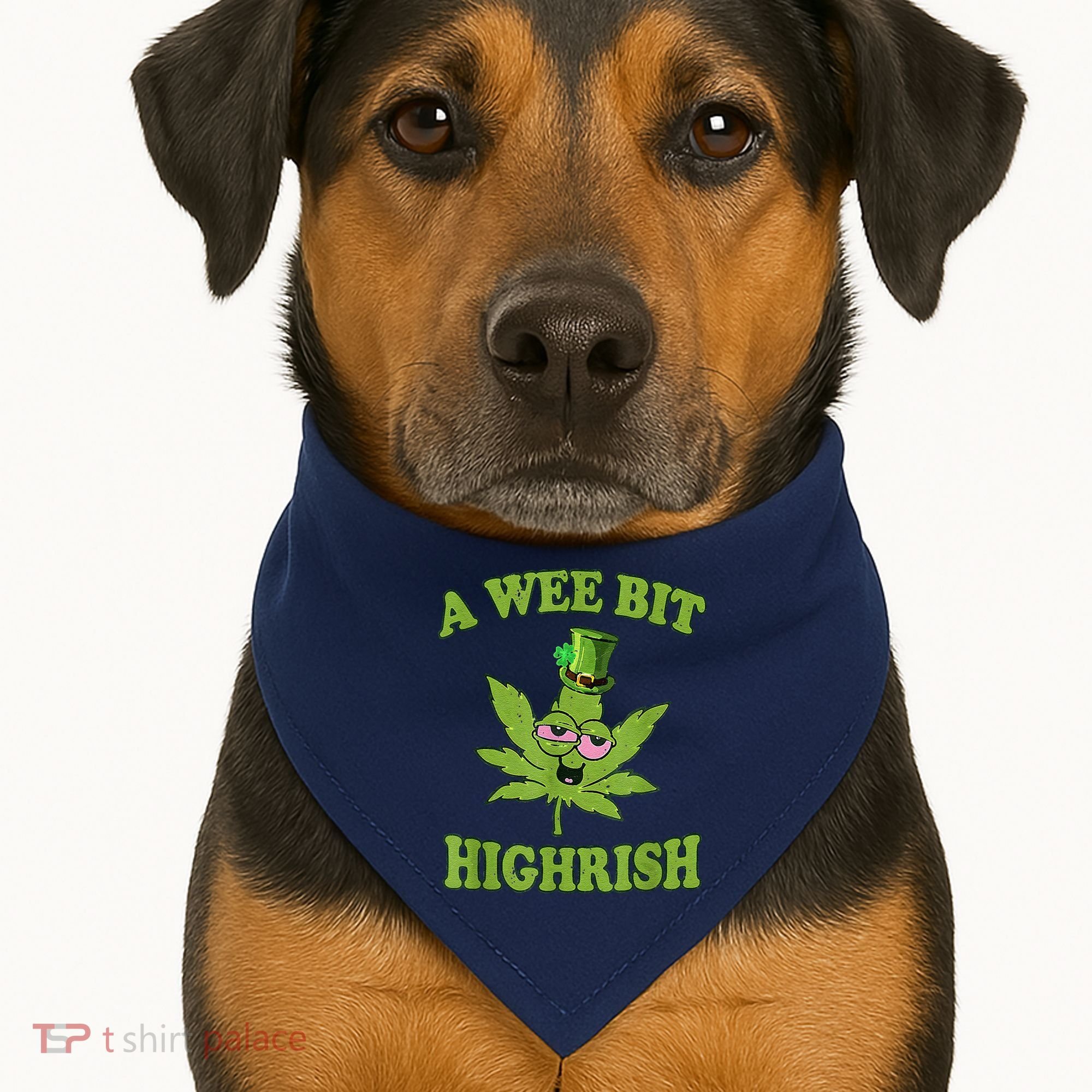 A Wee Bit Highrish Funny 420 Weed Marijuana St Patricks Day USA-Made Doggie Bandana