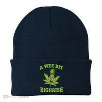 A Wee Bit Highrish Funny 420 Weed Marijuana St Patricks Day Beanie thumb 0