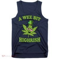 A Wee Bit Highrish Funny 420 Weed Marijuana St Patricks Day Tank Top thumb 0