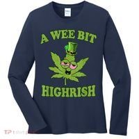 A Wee Bit Highrish Funny 420 Weed Marijuana St Patricks Day Women's Long Sleeve Shirt thumb 0