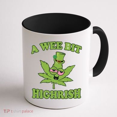 A Wee Bit Highrish Funny 420 Weed Marijuana St Patricks Day Coffee Mug back