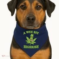 A Wee Bit Highrish Funny 420 Weed Marijuana St Patricks Day USA-Made Doggie Bandana thumb 1