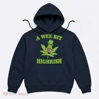 A Wee Bit Highrish Funny 420 Weed Marijuana St Patricks Day Hoodie thumb 0