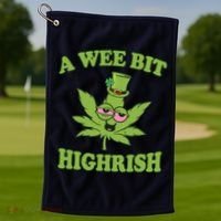 A Wee Bit Highrish Funny 420 Weed Marijuana St Patricks Day Golf Towel thumb 1