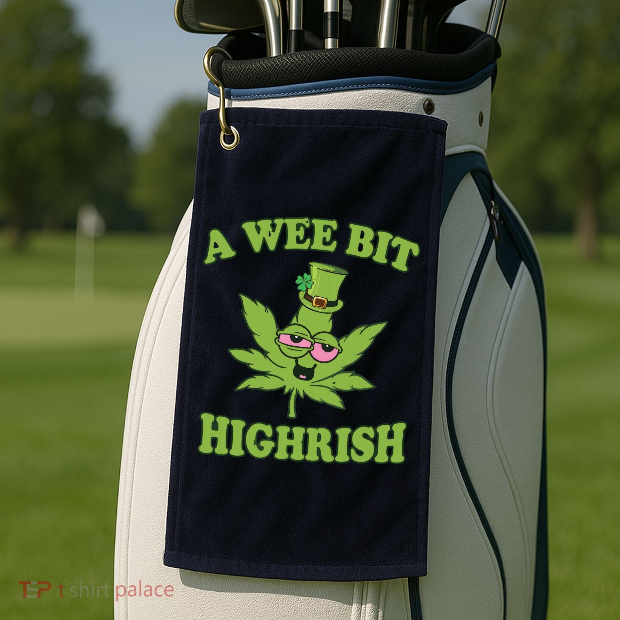A Wee Bit Highrish Funny 420 Weed Marijuana St Patricks Day Golf Towel