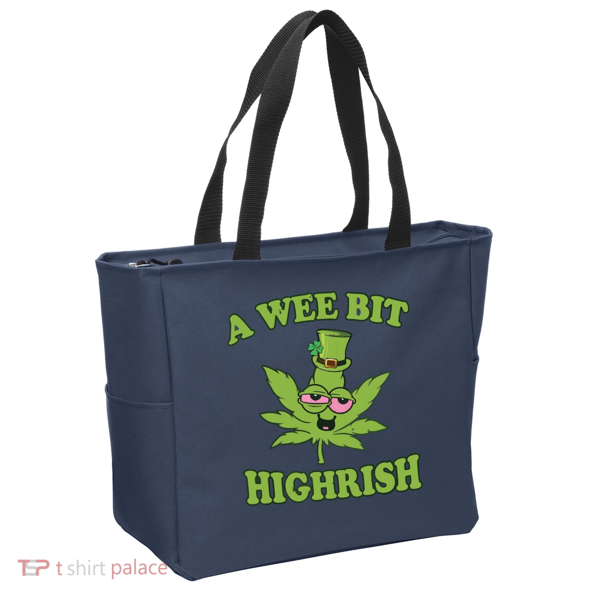 A Wee Bit Highrish Funny 420 Weed Marijuana St Patricks Day Tote Bag