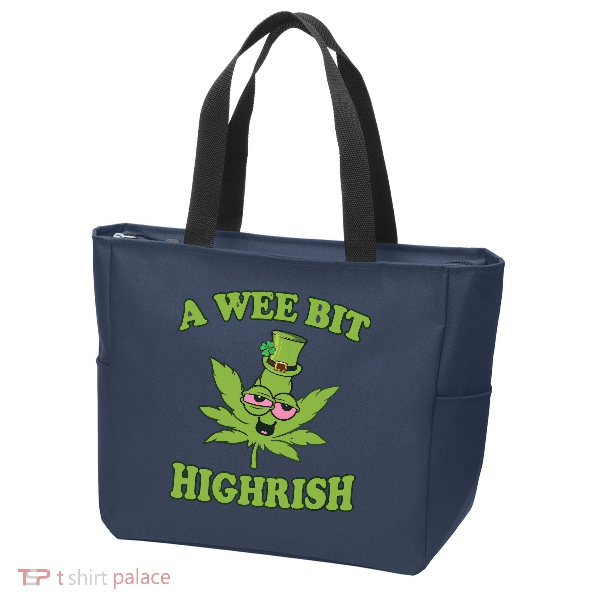 A Wee Bit Highrish Funny 420 Weed Marijuana St Patricks Day Tote Bag