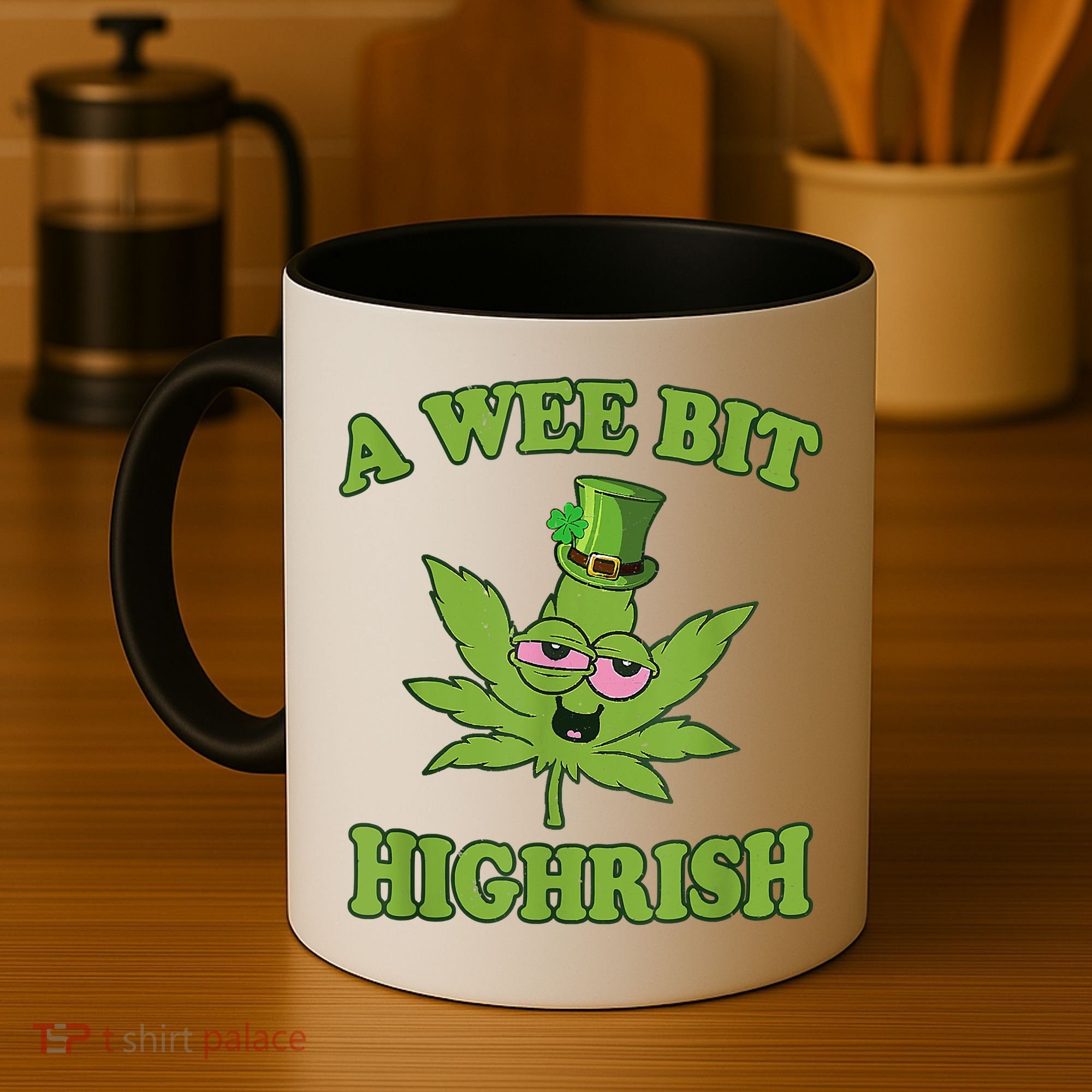 A Wee Bit Highrish Funny 420 Weed Marijuana St Patricks Day Coffee Mug