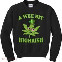 A Wee Bit Highrish Funny 420 Weed Marijuana St Patricks Day Kids Sweatshirt thumb 0