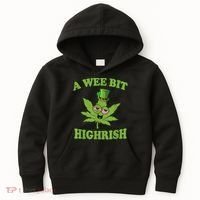 A Wee Bit Highrish Funny 420 Weed Marijuana St Patricks Day Kids Hoodie thumb 0