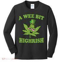 A Wee Bit Highrish Funny 420 Weed Marijuana St Patricks Day Kids Long Sleeve Shirt thumb 0