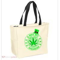 A Wee Bit Highrish Funny 420 Weed Marijuana St Patricks Day Vneck Tote Bag thumb 2