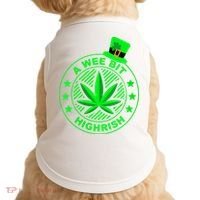 A Wee Bit Highrish Funny 420 Weed Marijuana St Patricks Day Vneck Doggie Tank thumb 0