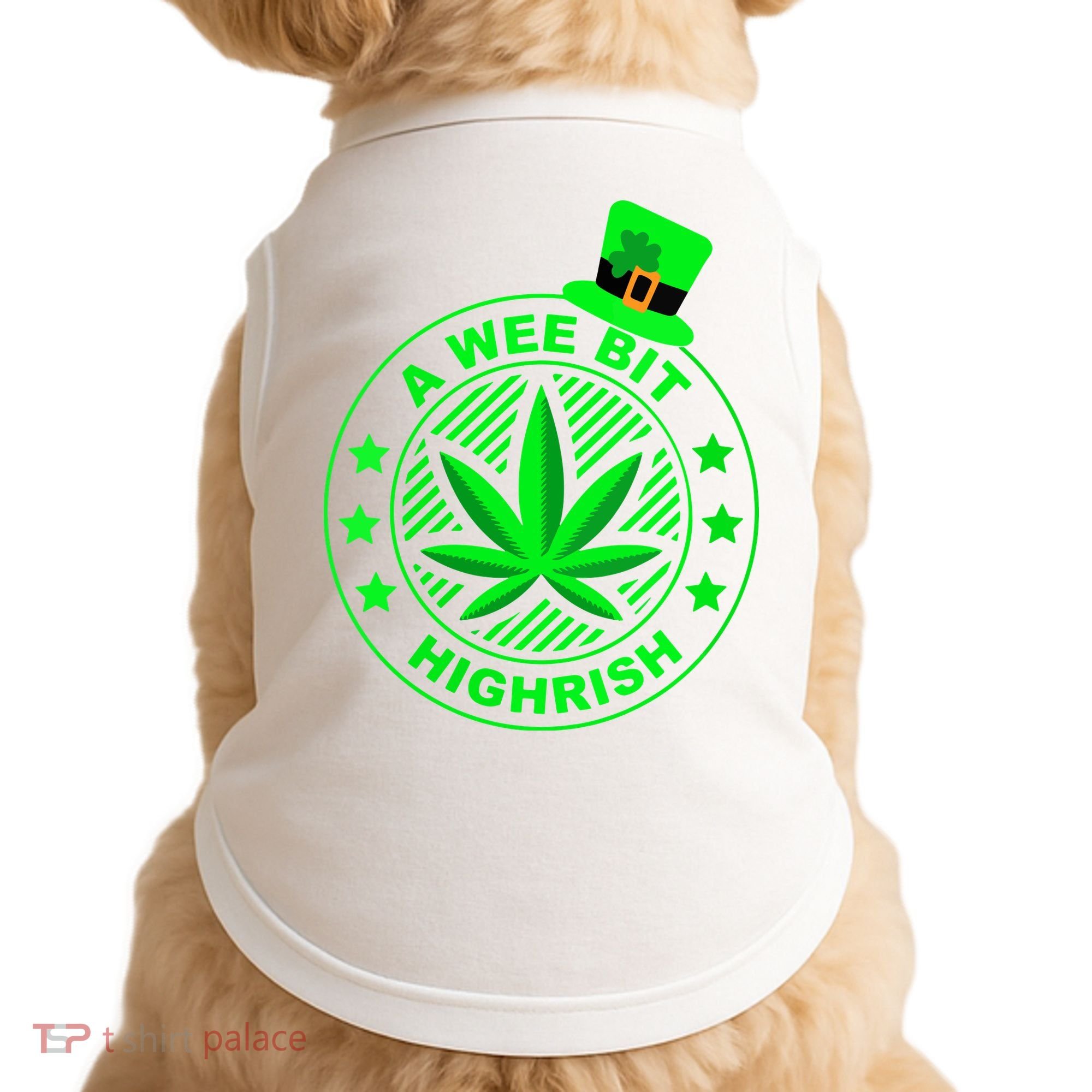 A Wee Bit Highrish Funny 420 Weed Marijuana St Patricks Day Vneck Doggie Tank