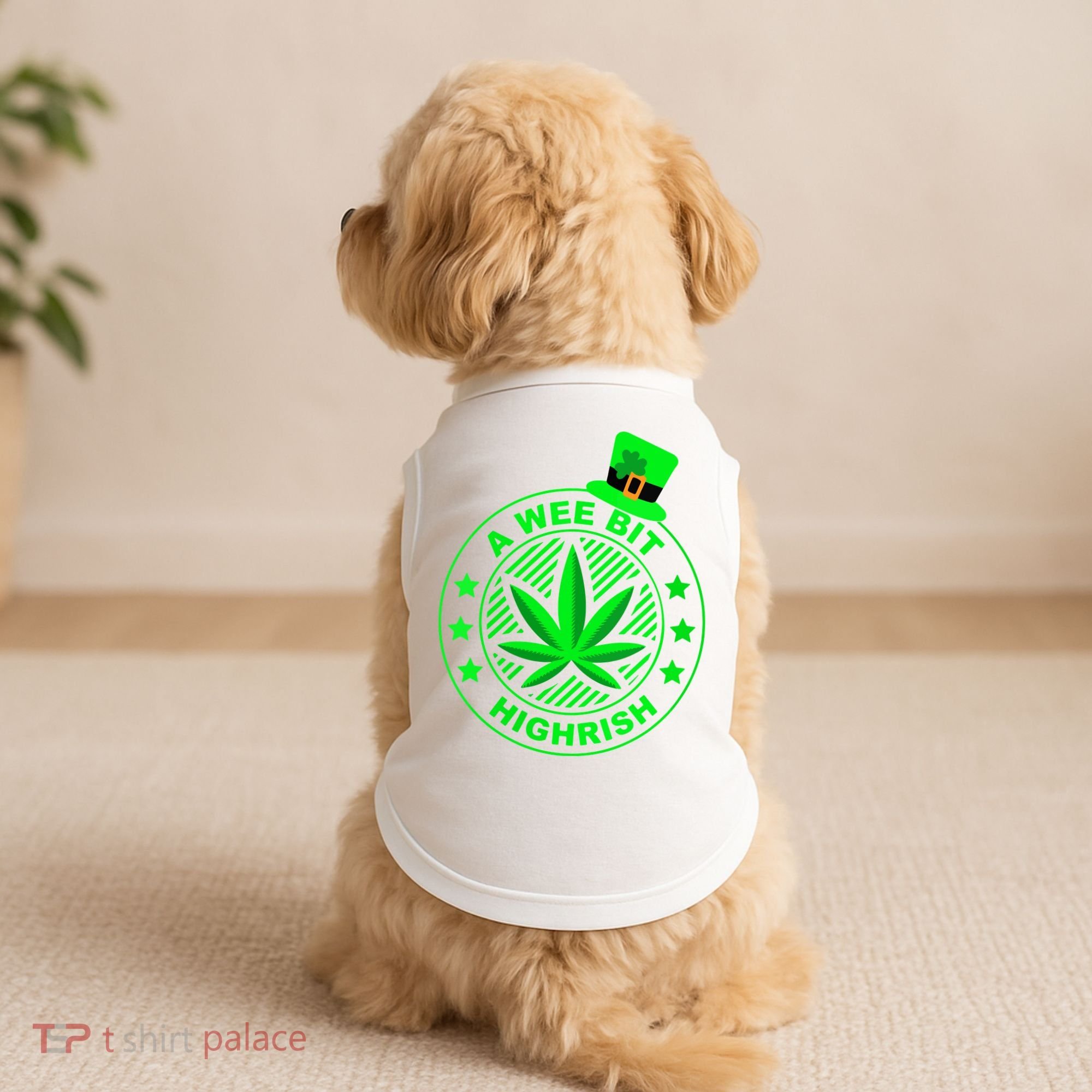 A Wee Bit Highrish Funny 420 Weed Marijuana St Patricks Day Vneck Doggie Tank