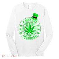 A Wee Bit Highrish Funny 420 Weed Marijuana St Patricks Day Vneck Long Sleeve Shirt thumb 0