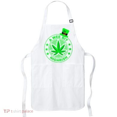A Wee Bit Highrish Funny 420 Weed Marijuana St Patricks Day Vneck Apron