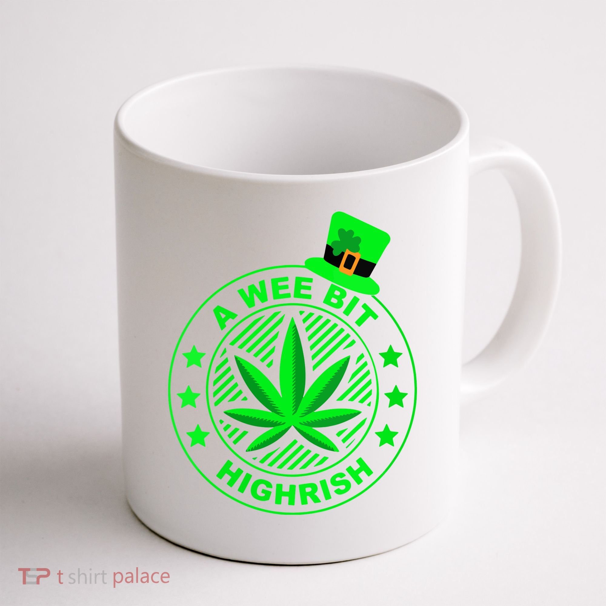 A Wee Bit Highrish Funny 420 Weed Marijuana St Patricks Day Vneck Coffee Mug