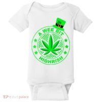 A Wee Bit Highrish Funny 420 Weed Marijuana St Patricks Day Vneck Baby Bodysuit thumb 0