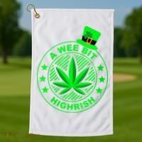 A Wee Bit Highrish Funny 420 Weed Marijuana St Patricks Day Vneck Golf Towel thumb 1
