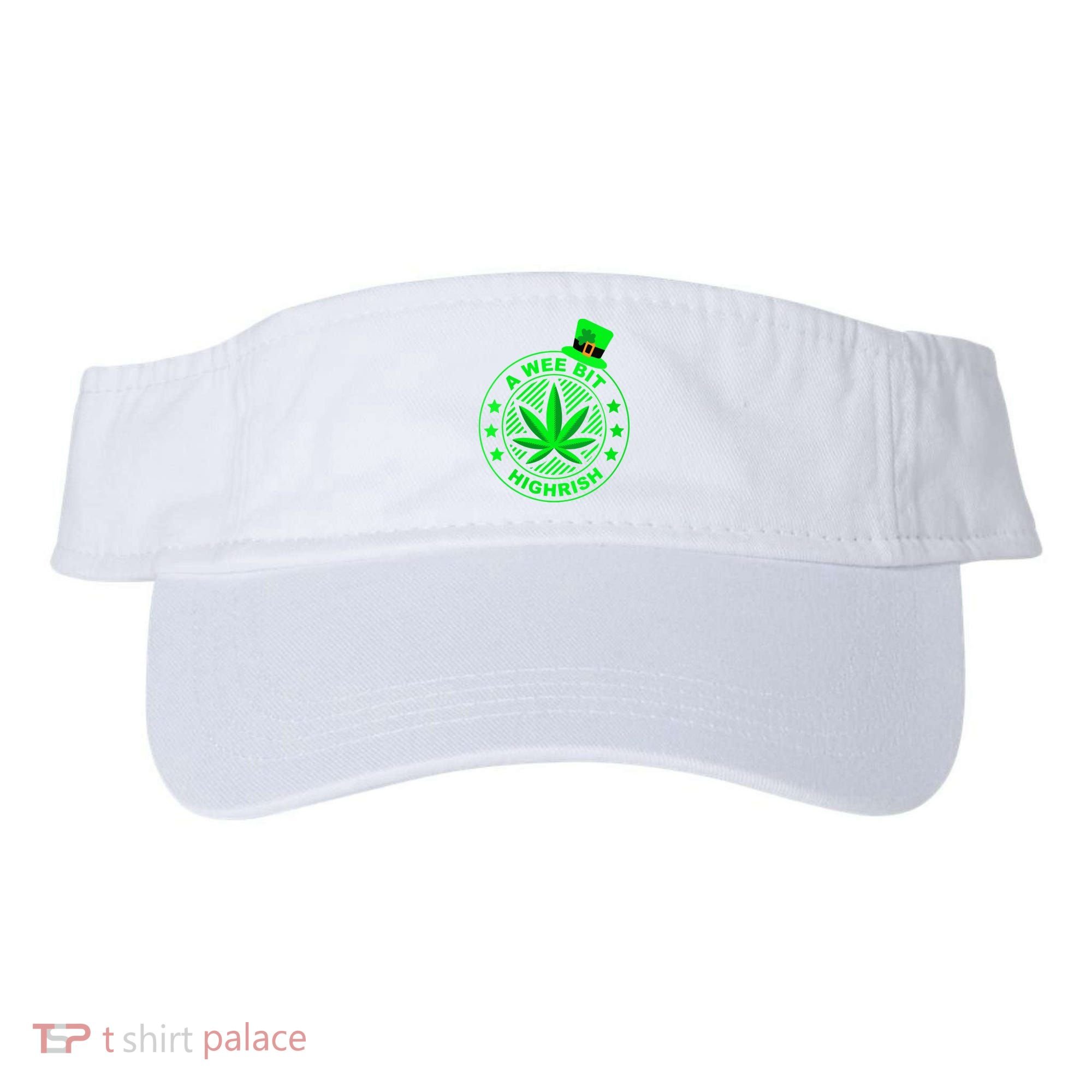 A Wee Bit Highrish Funny 420 Weed Marijuana St Patricks Day Vneck Visor