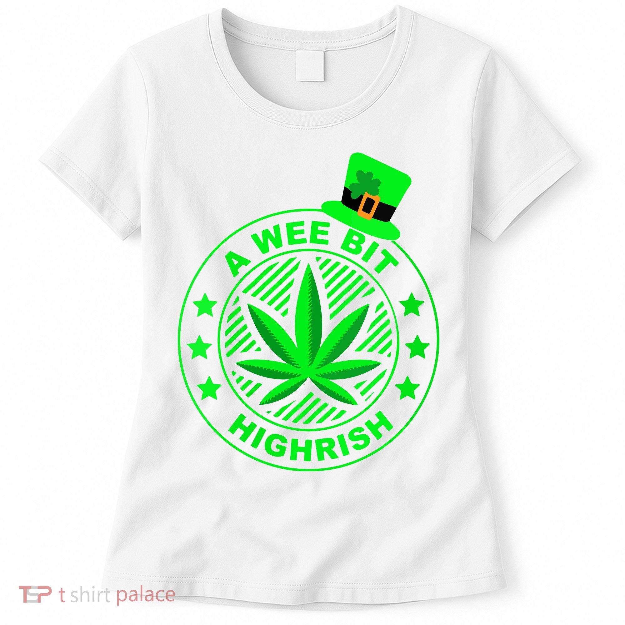 A Wee Bit Highrish Funny 420 Weed Marijuana St Patricks Day Vneck Women's T-Shirt