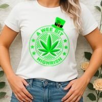 A Wee Bit Highrish Funny 420 Weed Marijuana St Patricks Day Vneck Women's T-Shirt thumb 2