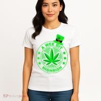 A Wee Bit Highrish Funny 420 Weed Marijuana St Patricks Day Vneck Women's T-Shirt thumb 4