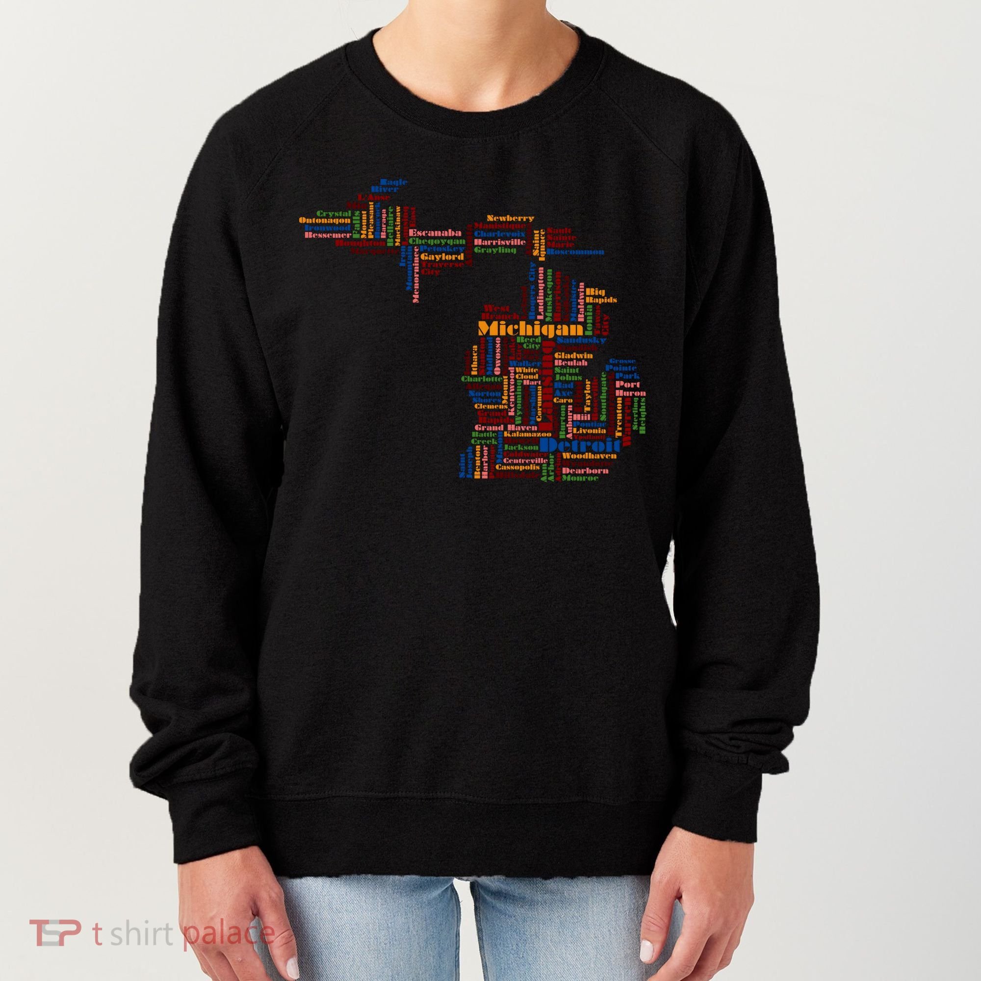 Abstract Word Cloud Map Of Michigan State Women's Sweatshirt