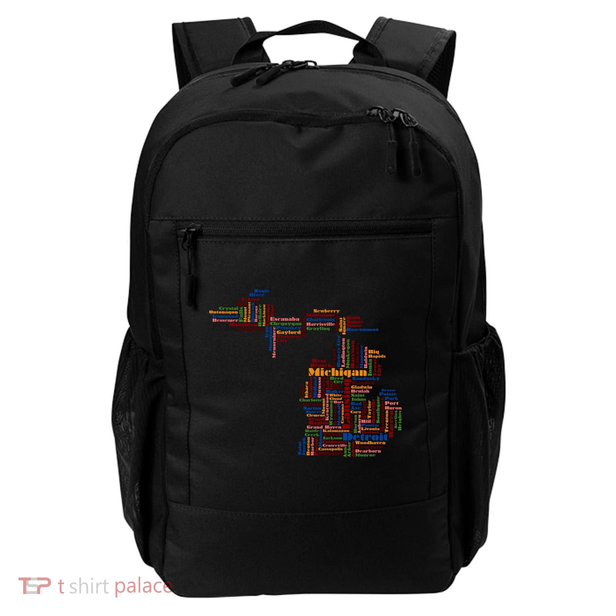 Abstract Word Cloud Map Of Michigan State Backpack