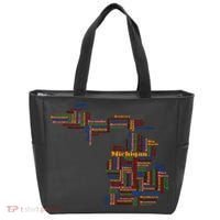 Abstract Word Cloud Map Of Michigan State Tote Bag thumb 0