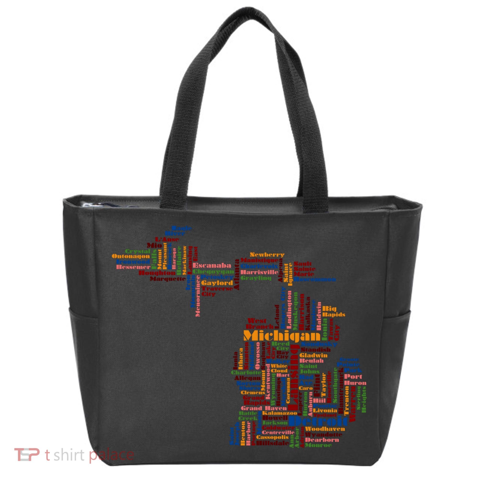 Abstract Word Cloud Map Of Michigan State Tote Bag