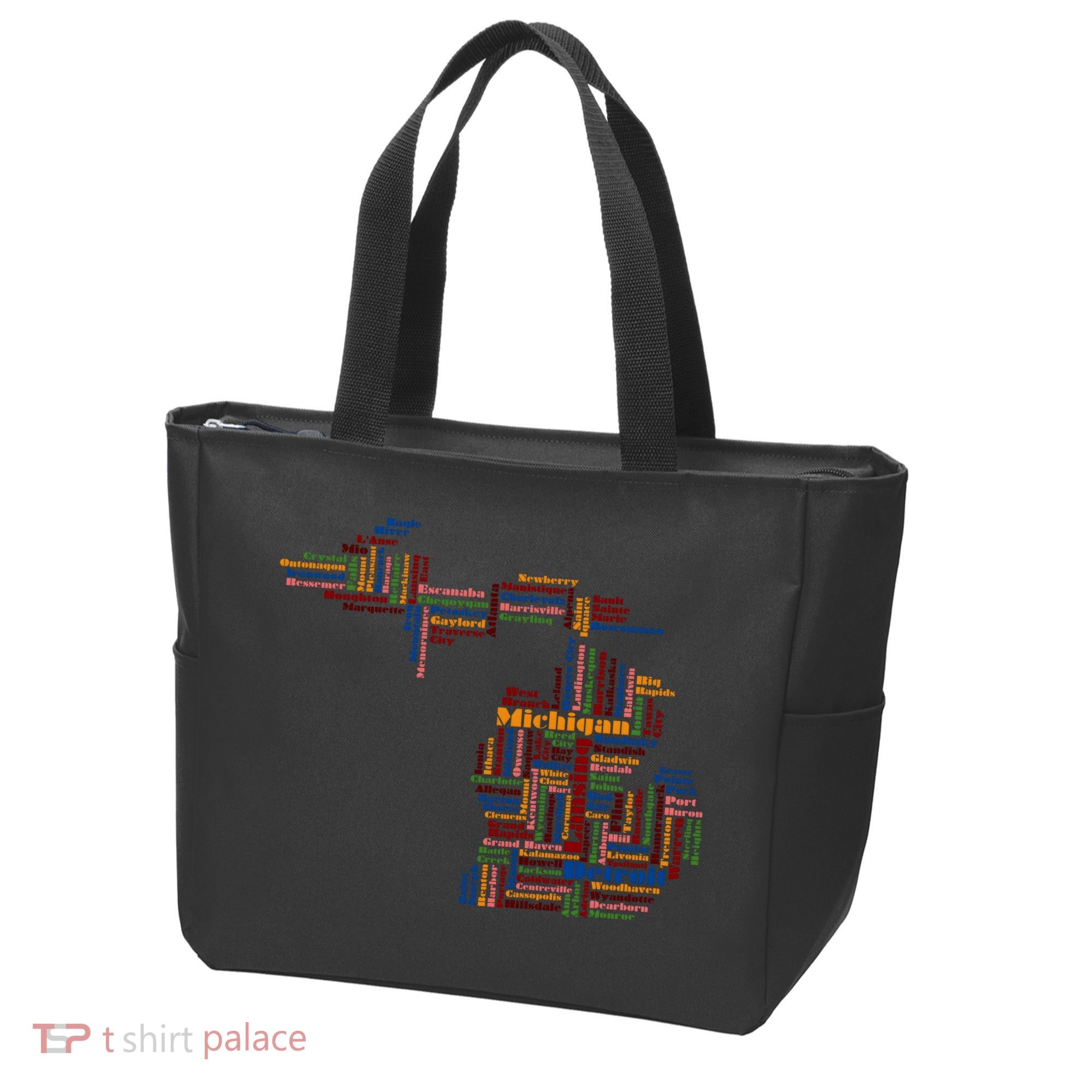 Abstract Word Cloud Map Of Michigan State Tote Bag