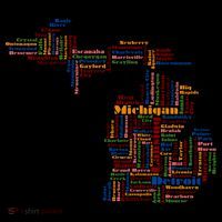 Abstract Word Cloud Map Of Michigan State Tote Bag thumb 4