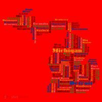Abstract Word Cloud Map Of Michigan State Santa Hat thumb 1