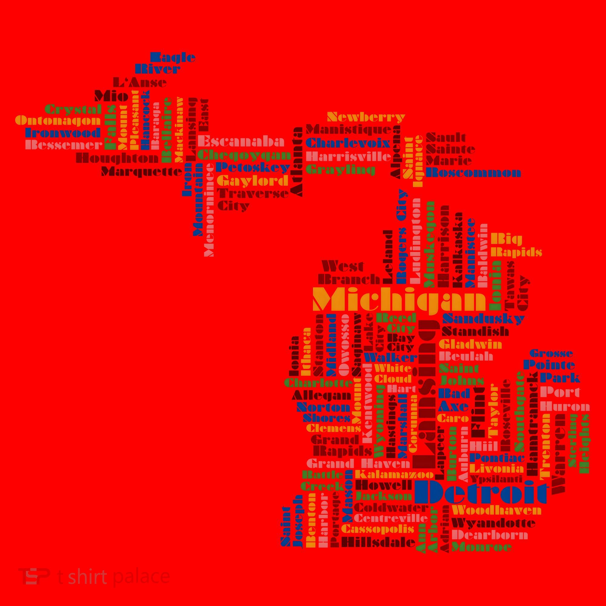 Abstract Word Cloud Map Of Michigan State Santa Hat