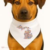Abstract Word Cloud Map Of Michigan State USA-Made Doggie Bandana thumb 1