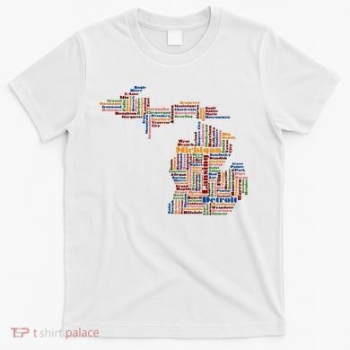Abstract Word Cloud Map Of Michigan State T-Shirt