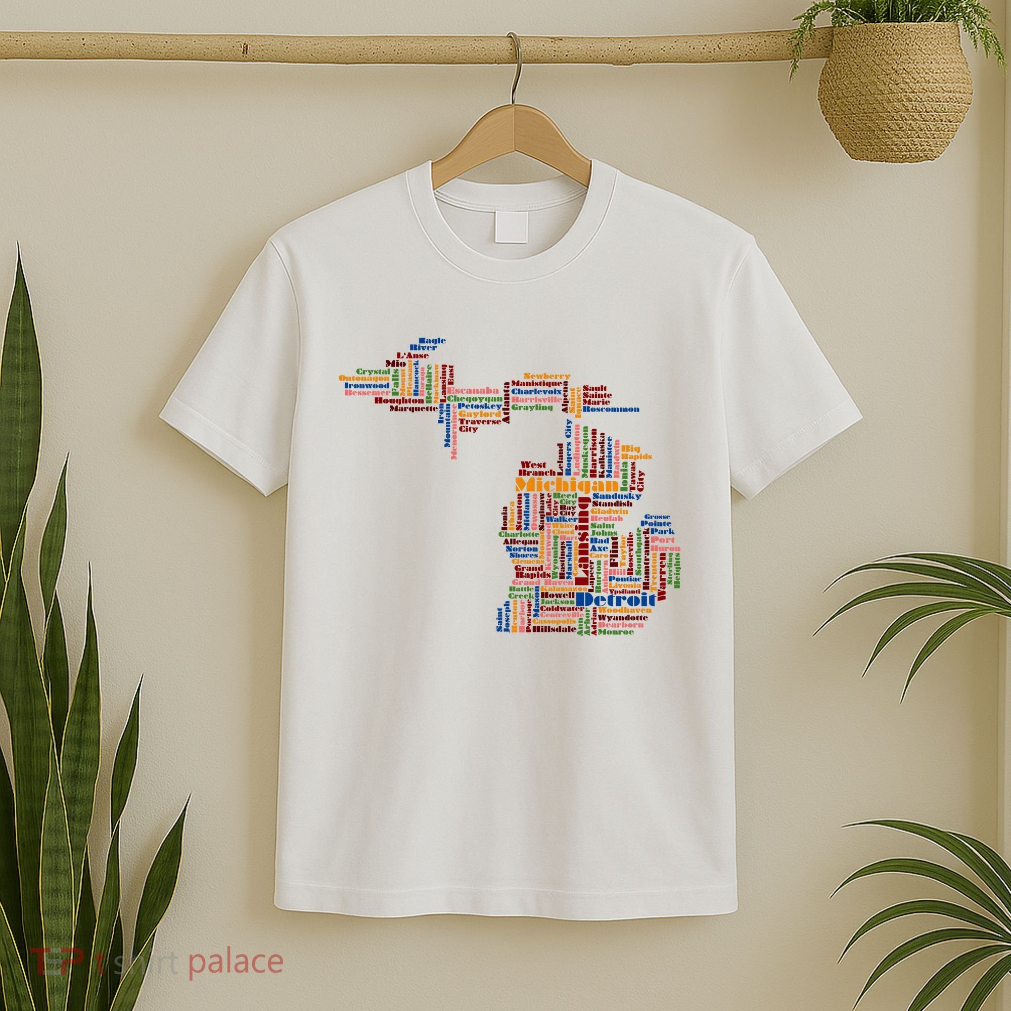 Abstract Word Cloud Map Of Michigan State T-Shirt