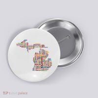 Abstract Word Cloud Map Of Michigan State Button thumb 0