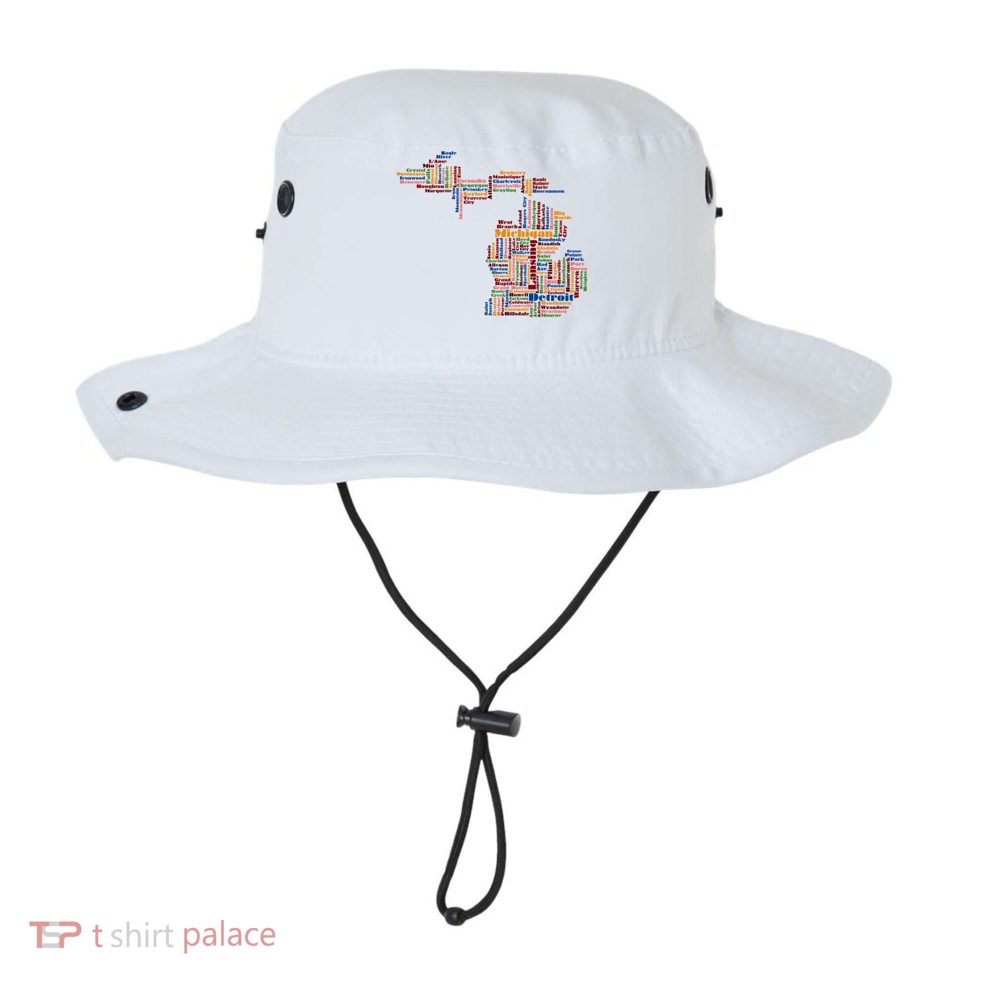 Abstract Word Cloud Map Of Michigan State Bucket Hat