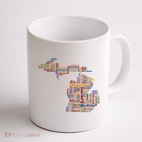 Abstract Word Cloud Map Of Michigan State Coffee Mug thumb 1