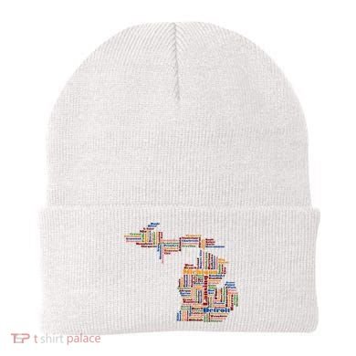 Abstract Word Cloud Map Of Michigan State Beanie