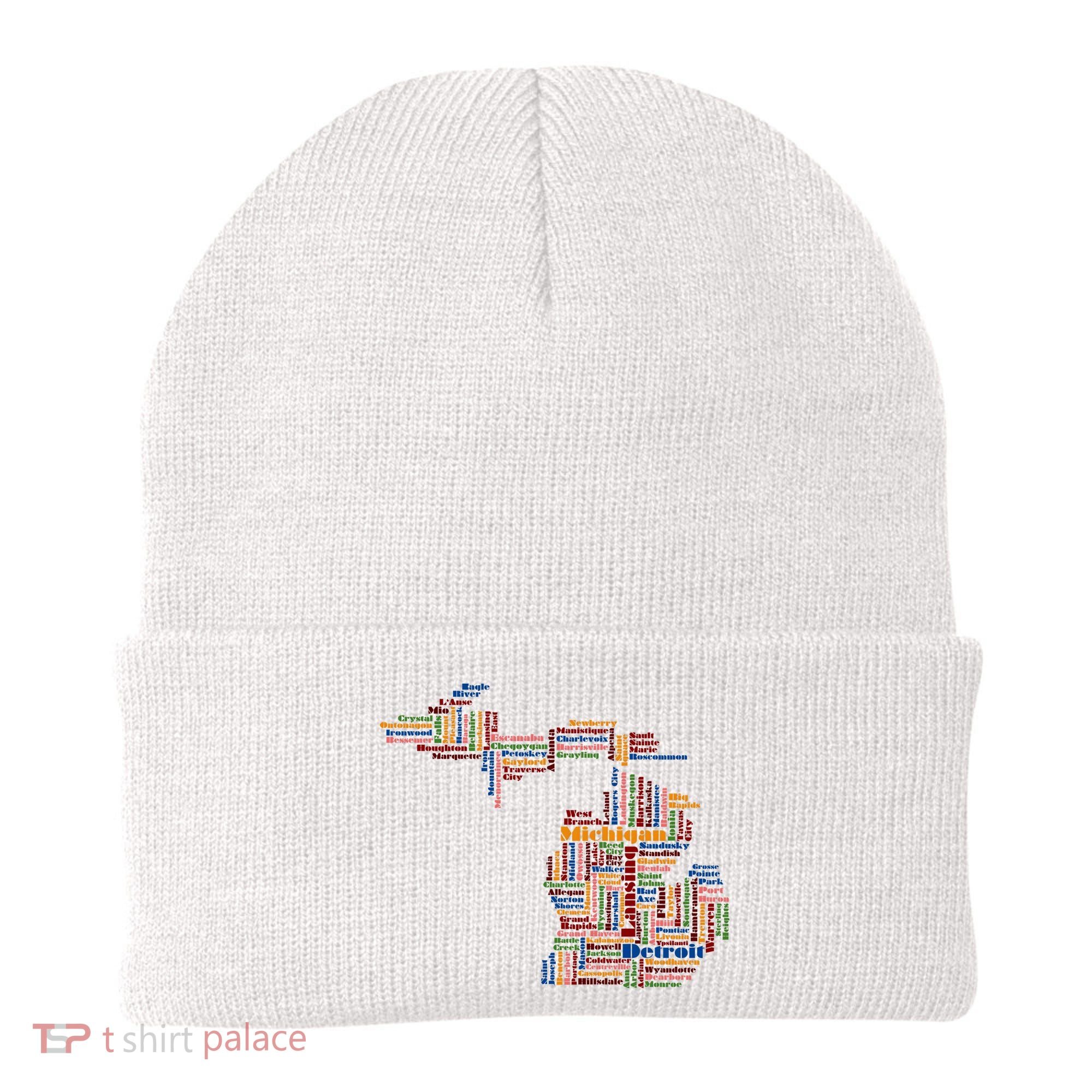 Abstract Word Cloud Map Of Michigan State Beanie