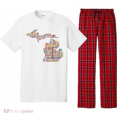 Abstract Word Cloud Map Of Michigan State Pajama Set