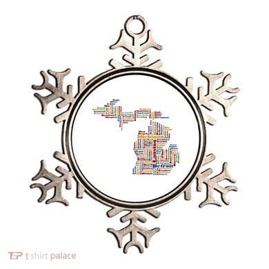 Abstract Word Cloud Map Of Michigan State Ornament