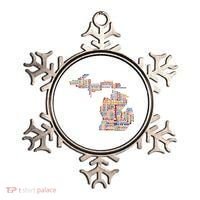 Abstract Word Cloud Map Of Michigan State Ornament thumb 0