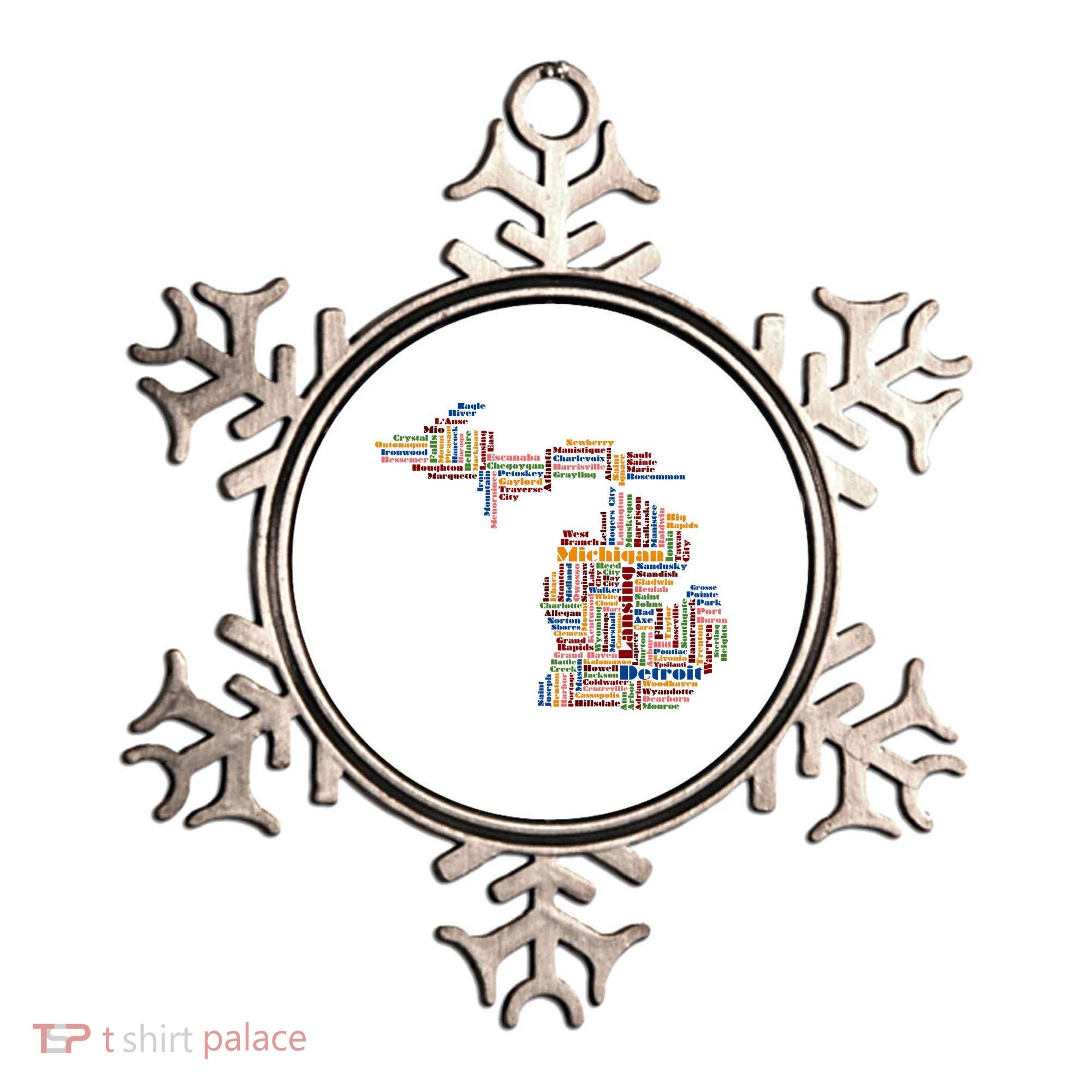 Abstract Word Cloud Map Of Michigan State Ornament