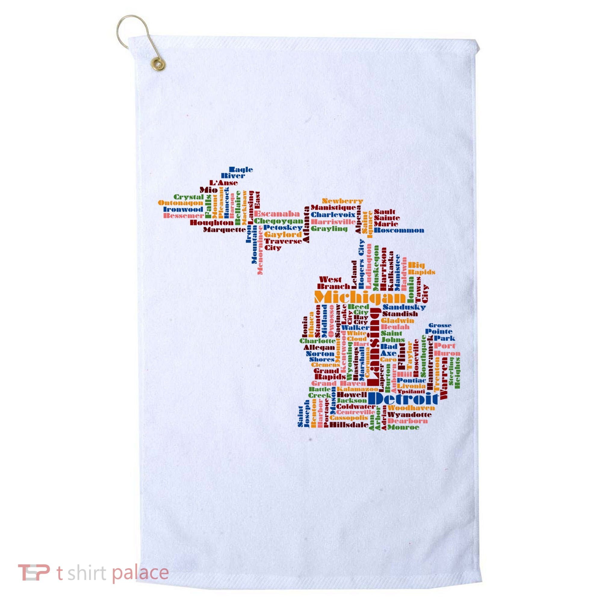 Abstract Word Cloud Map Of Michigan State Golf Towel